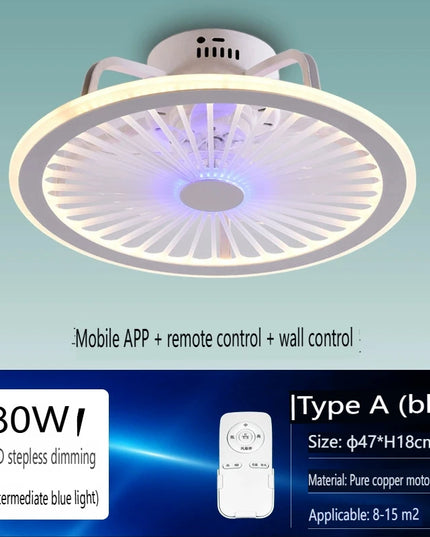 Lustre Ventilateur Blanc Rétractable Silencieux