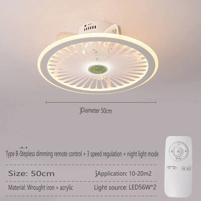 Lustre Ventilateur Blanc Rétractable Silencieux
