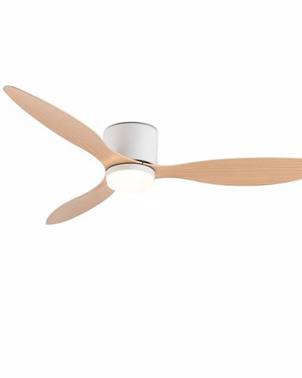 Immersive view - Lustre Ventilateur Plafond Bas Noir Silencieux - couleur grain de bois / 52 pouces