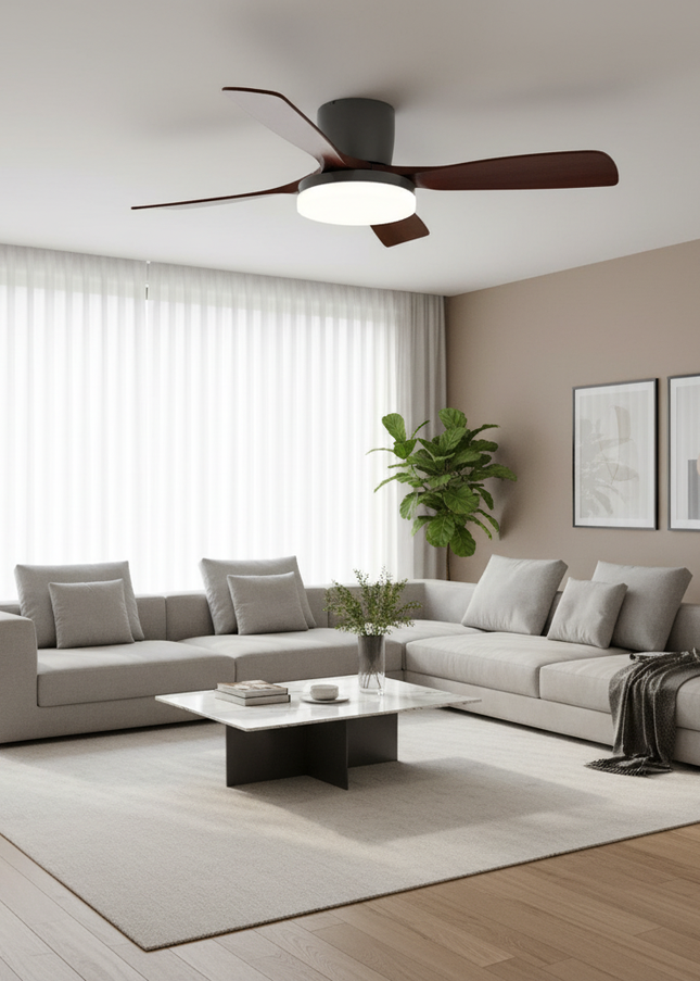 Lustre Ventilateur 3 Pales Bois Silencieux LED - RGB Blanc / 42 pouces / 220 V