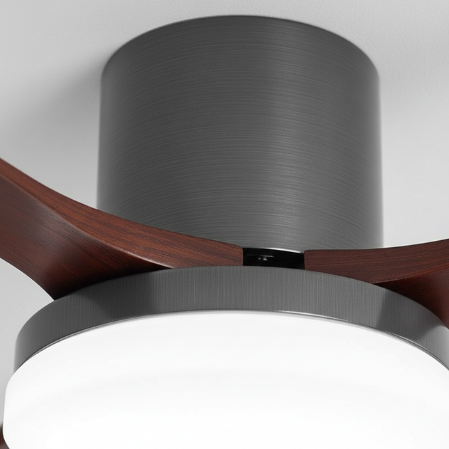 Lustre Ventilateur 3 Pales Bois Silencieux LED - Vue 2