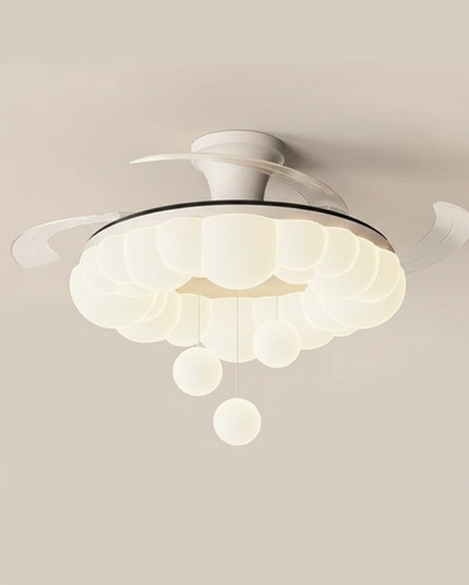 Lustre Ventilateur 3 Pales Crème Silencieux Dimmable - 9027 - Chrome / 3 couleurs