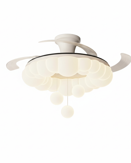 Lustre Ventilateur 3 Pales Crème Silencieux Dimmable - Vue 1