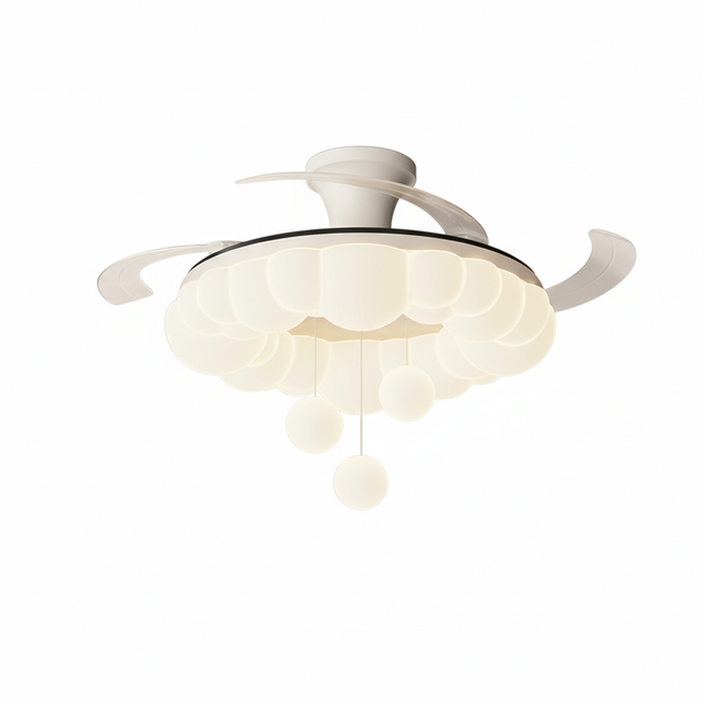 Lustre Ventilateur 3 Pales Crème Silencieux Dimmable - Vue 1