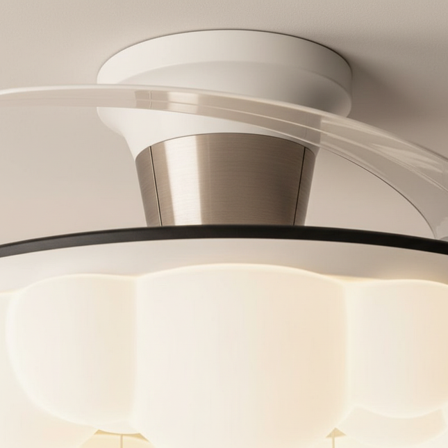 Lustre Ventilateur 3 Pales Crème Silencieux Dimmable - Vue 2