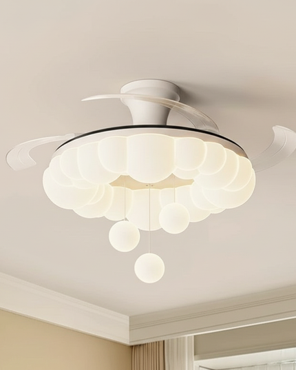 Lustre Ventilateur 3 Pales Crème Silencieux Dimmable - Vue 3