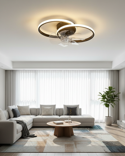 Lustre Ventilateur 5 Pales Blanc Compact LED - 300CL hei / 110-240 V