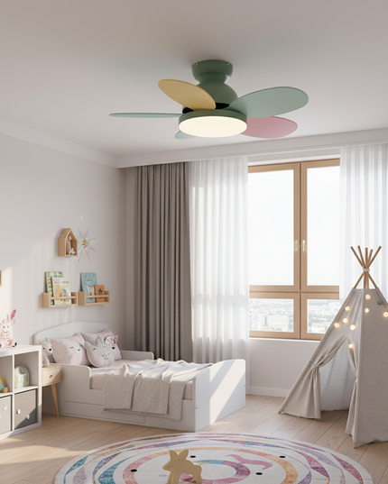 Lustre Ventilateur 5 Pales Bois Réversible - Taille C - Noir / Variation de luminosité