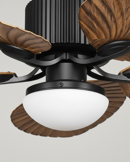 Lustre Ventilateur 5 Pales Palmier Bois Inverter - Vue 2