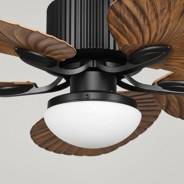 Lustre Ventilateur 5 Pales Palmier Bois Inverter - Vue 2
