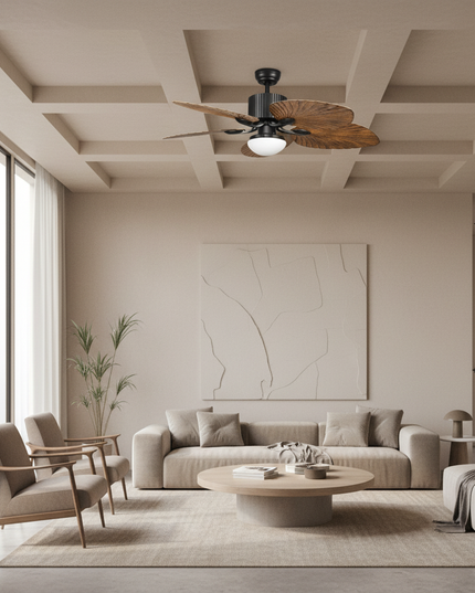 Lustre Ventilateur 5 Pales Palmier Bois Inverter - Vue 4