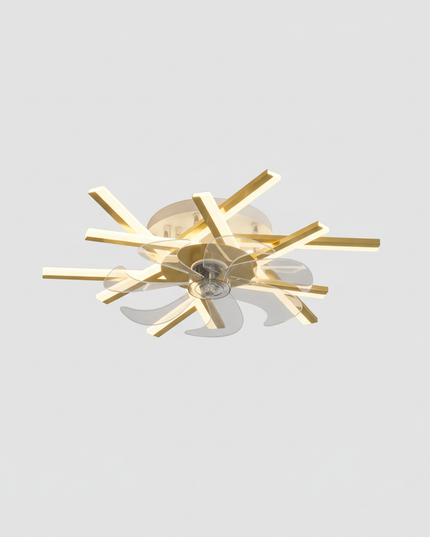 Lustre Ventilateur Acrylique Luxe Doré - 12 têtes en or / Dimmin infini