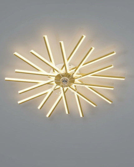 Lustre Ventilateur Acrylique Luxe Doré - 20 têtes en or / Dimmin infini
