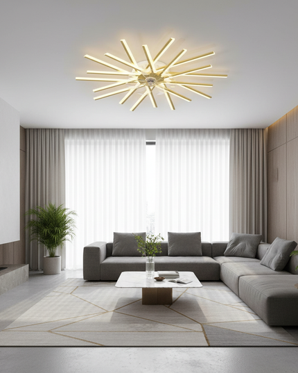 Lustre Ventilateur Acrylique Luxe Doré - 20 têtes en or / Dimmin infini