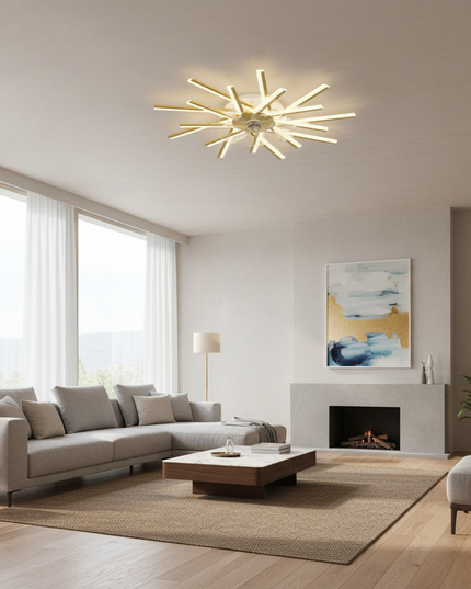 Lustre Ventilateur Acrylique Luxe Doré - Or 18 Têtes / Dimmin infini