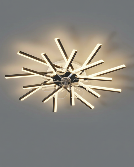 Lustre Ventilateur Acrylique Luxe Doré - Tête noire 18 / Dimmin infini