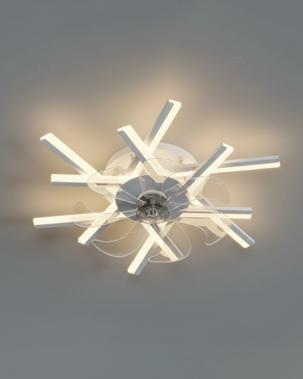 Lustre Ventilateur Acrylique Luxe Doré - Vue 3