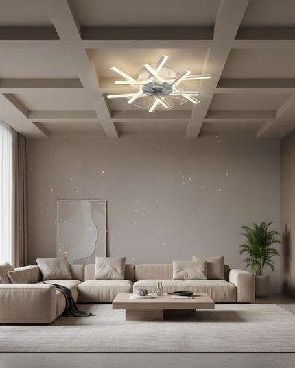 Lustre Ventilateur Acrylique Luxe Doré - Vue 4