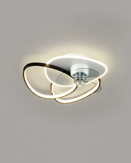 Lustre Ventilateur Anneau Noir LED Télécommande - A2 - Noir / variateur à distance