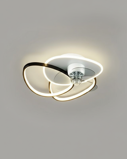 Lustre Ventilateur Anneau Noir LED Télécommande - Vue 1