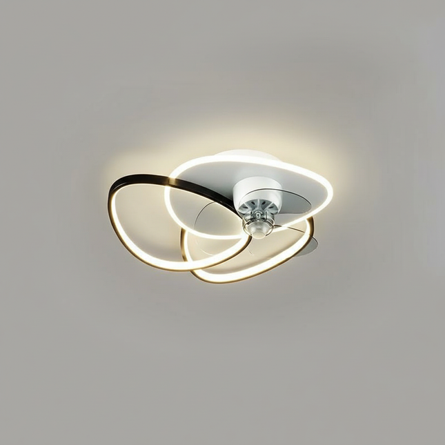 Lustre Ventilateur Anneau Noir LED Télécommande - Vue 1