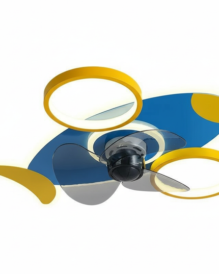 Lustre Ventilateur Avion Bleu LED Enfant - Vue 1