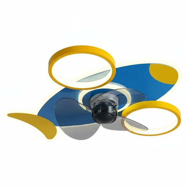 Lustre Ventilateur Avion Bleu LED Enfant - Vue 1