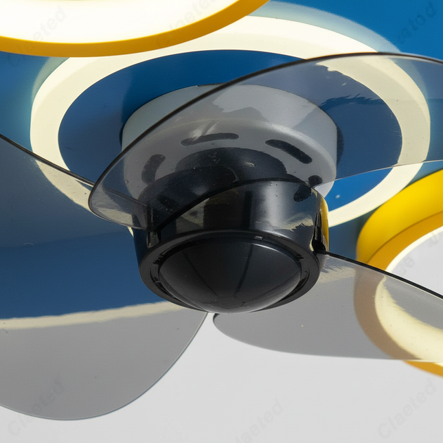 Lustre Ventilateur Avion Bleu LED Enfant - Vue 2