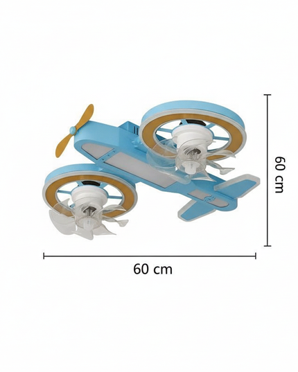 Lustre Ventilateur Avion Garçon LED - Ø 60 cm / 3 couleurs