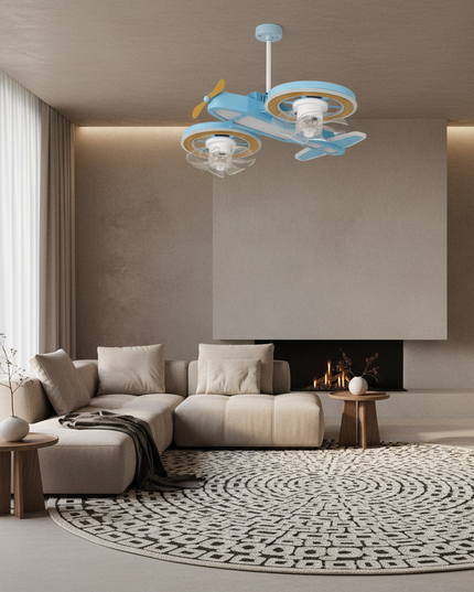 Lustre Ventilateur Avion Garçon LED - Vue 4