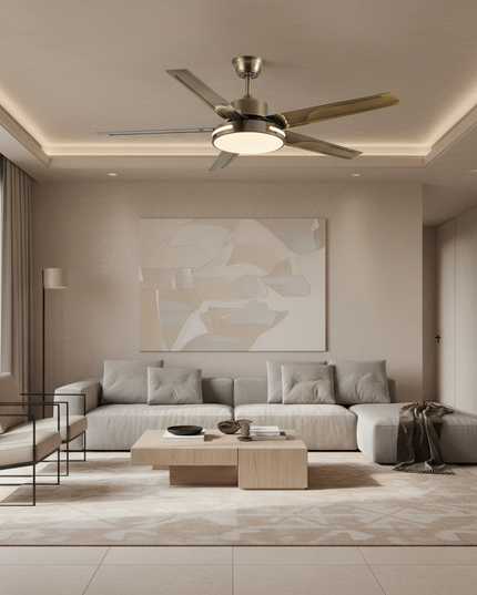 Lustre Ventilateur Blanc Doré Silencieux - Vue 4