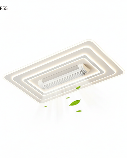 Lustre Ventilateur Blanc Invisible Télécommande - Grand format 105x65cm / Lumière tricolore | 220 V