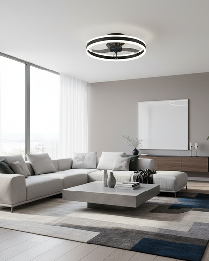 Lustre Ventilateur Blanc Noir Rétractable Intelligent - noir