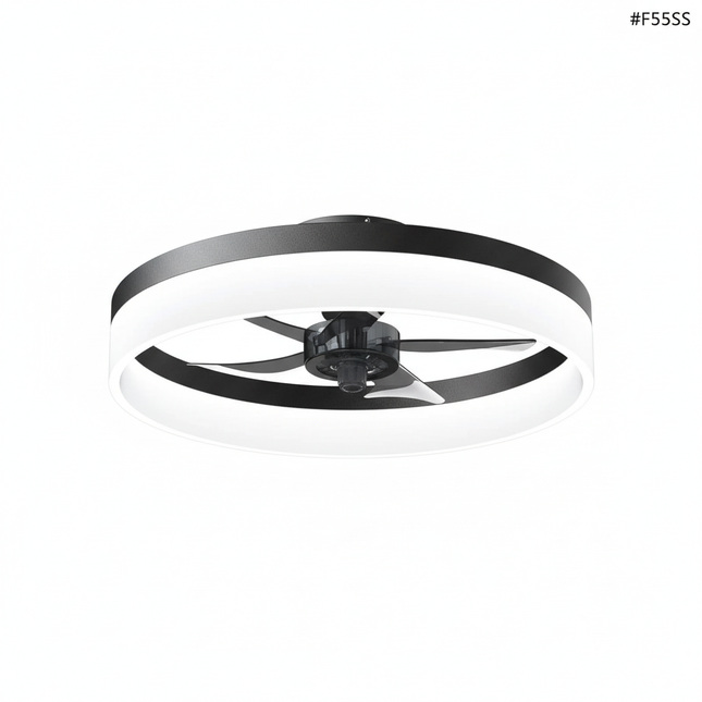 Lustre Ventilateur Blanc Pales Intégrées Dimmable - Vue 1