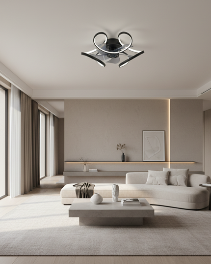 Lustre Ventilateur Blanc Silencieux Réversible - Vue 4