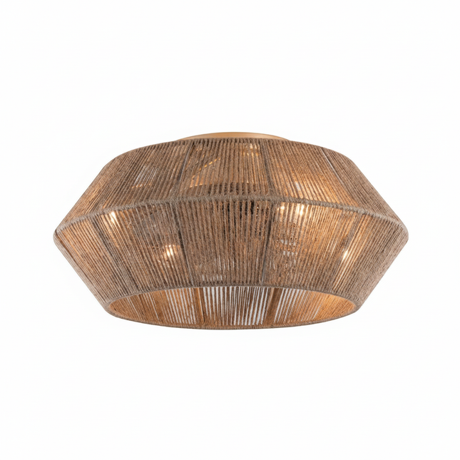 Lustre Ventilateur Bohème Rotin Marron Silencieux - Vue 1