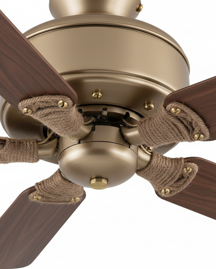 Lustre Ventilateur Bohème Rotin Marron Silencieux - Vue 2