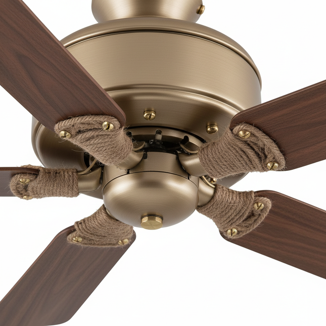 Lustre Ventilateur Bohème Rotin Marron Silencieux - Vue 2