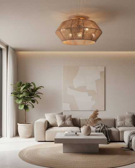 Lustre Ventilateur Bohème Rotin Marron Silencieux - Vue 4