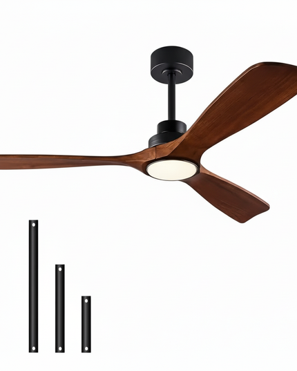 Lustre Ventilateur Bois 3 Pales Moderne Silencieux - 52 pouces environ 132 cm / 85-265 V