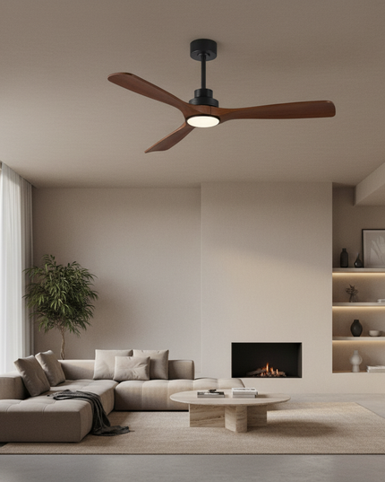 Lustre Ventilateur Bois 3 Pales Moderne Silencieux - Vue 4