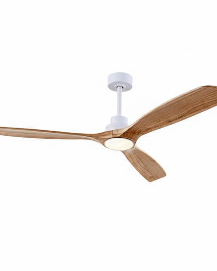 Lustre Ventilateur Bois 3 Pales Silencieux - BLANC / 8 têtes