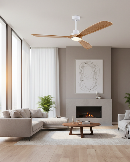 Lustre Ventilateur Bois 3 Pales Silencieux - Noir / 85–265 V