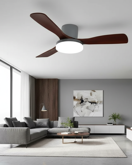 Lustre Ventilateur Bois DC 3 Couleurs - Noir - 183 cm (72") / 52 pouces / 220 V