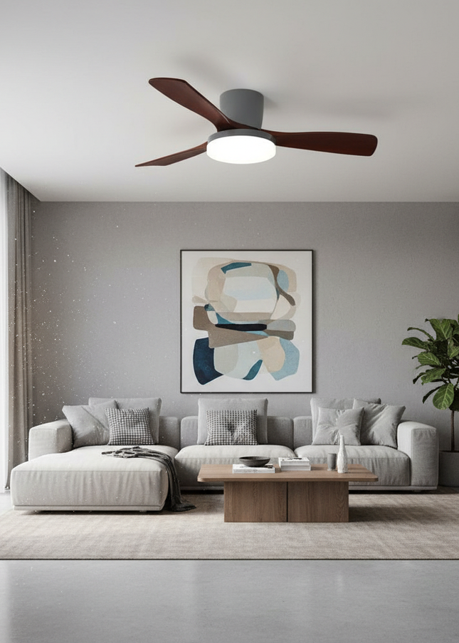 Lustre Ventilateur Bois DC 3 Couleurs - Ou / 42 pouces / 220 V