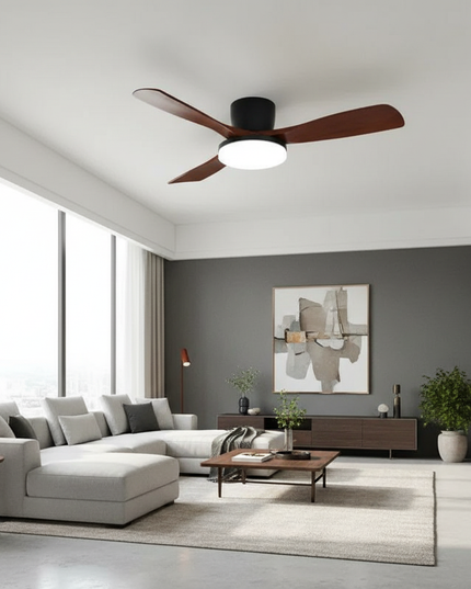 Lustre Ventilateur Bois DC Réversible - Modèle 3 / 42 pouces / 220 V