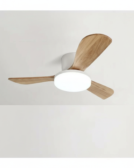 Lustre Ventilateur Bois LED 3 Couleurs - Vue 1