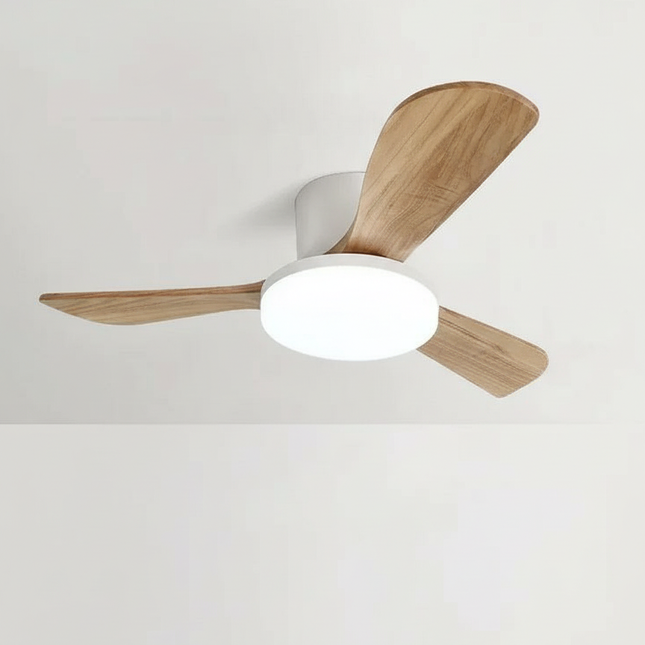 Lustre Ventilateur Bois LED 3 Couleurs - Vue 1