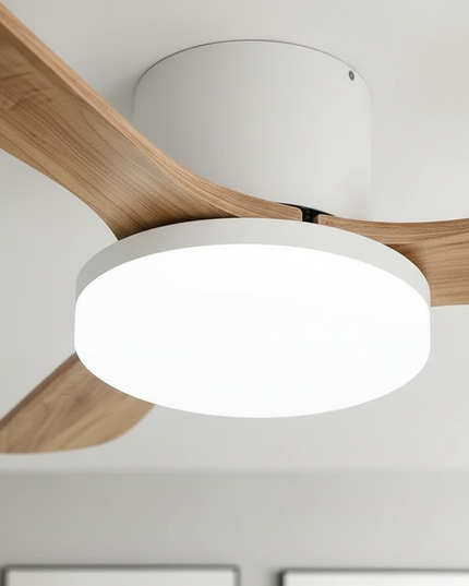 Lustre Ventilateur Bois LED 3 Couleurs - Vue 2