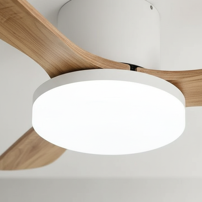 Lustre Ventilateur Bois LED 3 Couleurs - Vue 2